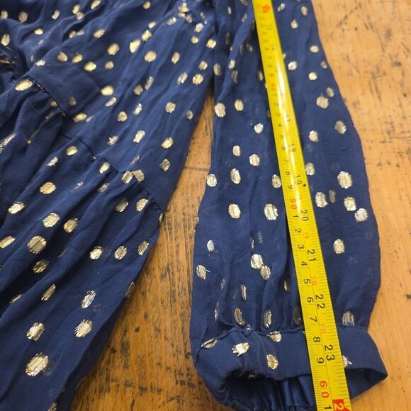 LILLY PULITZER Sarita Silk Swing Dress Navy Gold Dots Sz 6 Preppy Party‎ - Picture 8 of 9